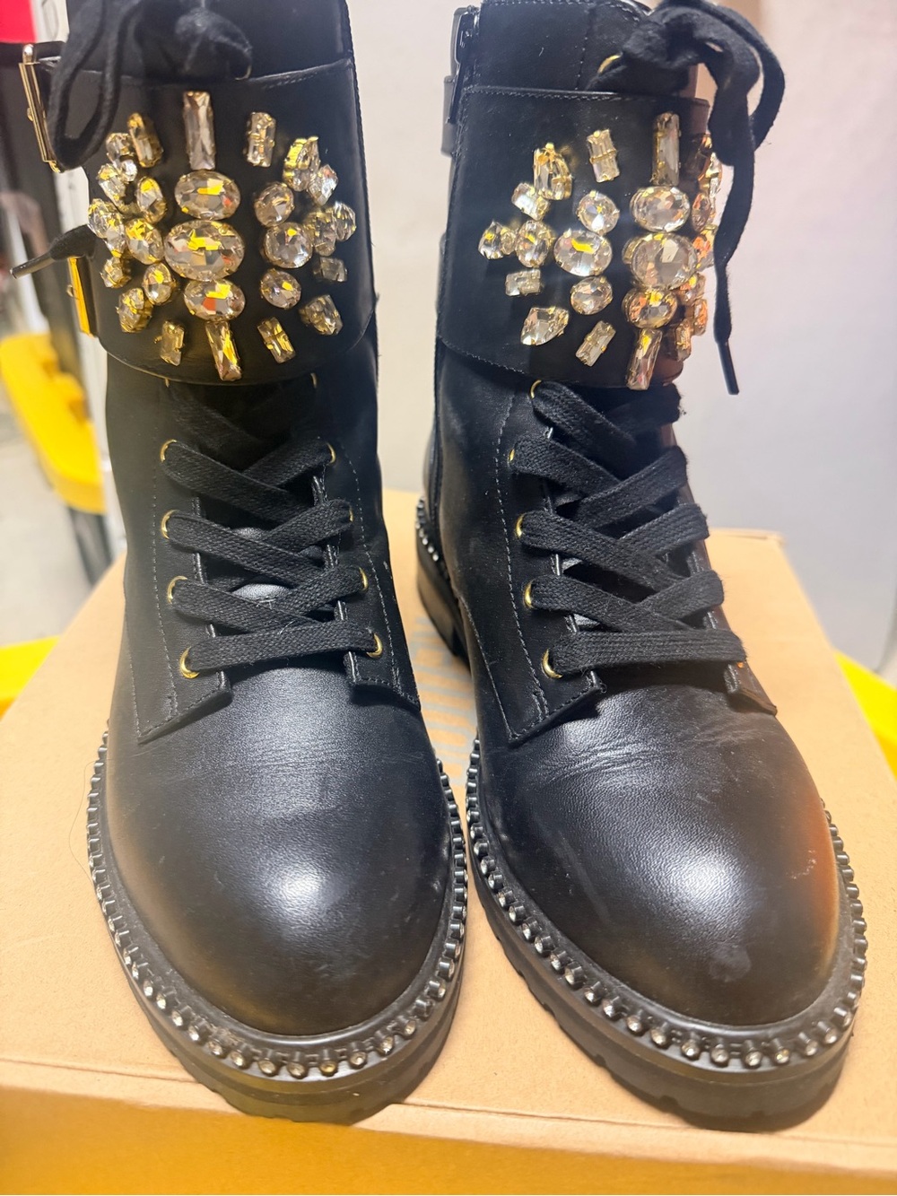 Kurt Geiger - Embellished Crystal Lace-Up Women's Boots